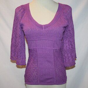 Catherine Malandrino Purple Pointelle Knit Sweater Small